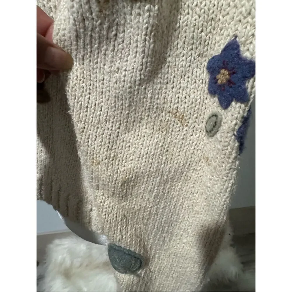 Talbots fall embroidered linen blend button front sweater MP - Picture 8 of 14